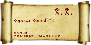 Kopcsa Kornél névjegykártya